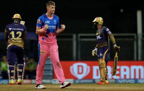 Chris Morris celebrates the wicket of Andre Russell (Photo: BCCI)