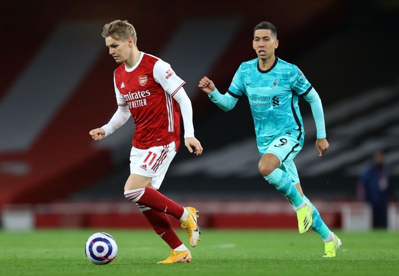 Martin Odegaard in Premier League action for Arsenal