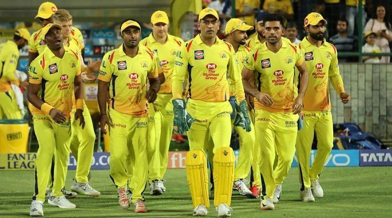 Team CSK led by MS Dhoni