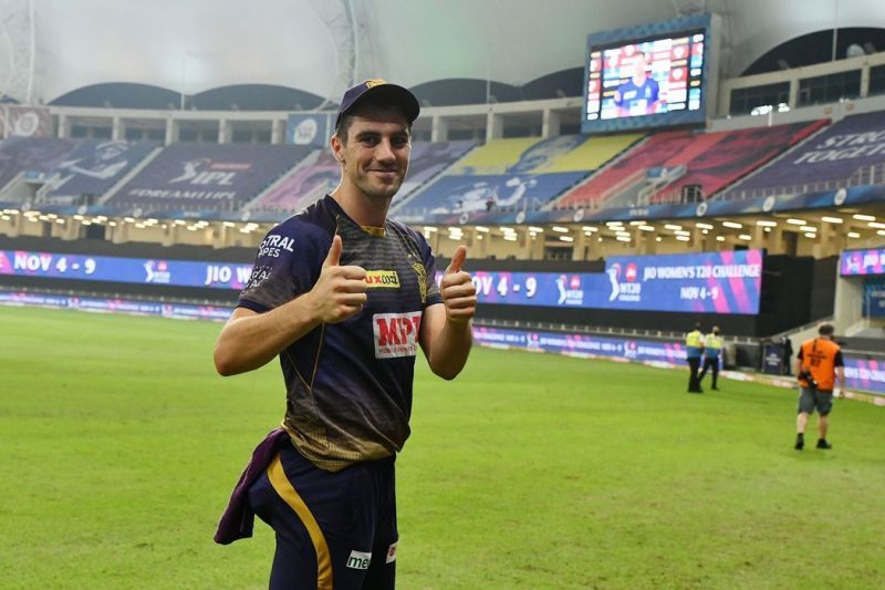 Pat Cummins picked up two wickets in the IPL 2021 match between the Kolkata Knight Riders and the Punjab Kings (IPLT20.com)