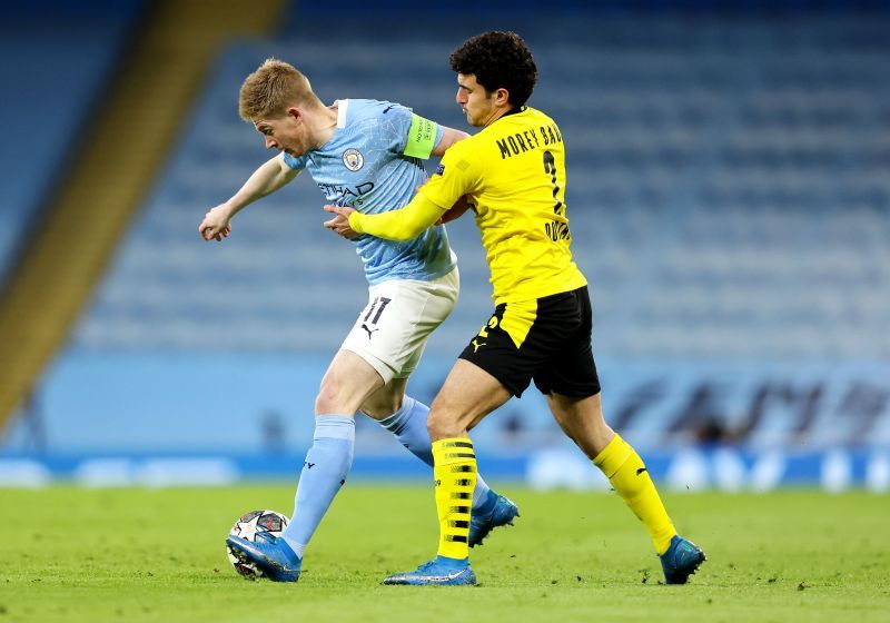 Kevin De Bruyne of Manchester City dominated proceedings against Borussia Dortmund.