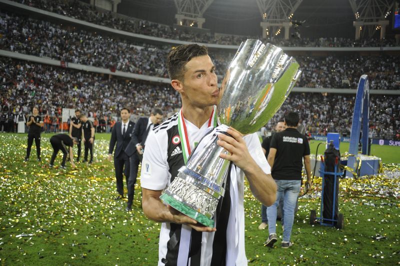 Cristiano Ronaldo with the Italian Supercup