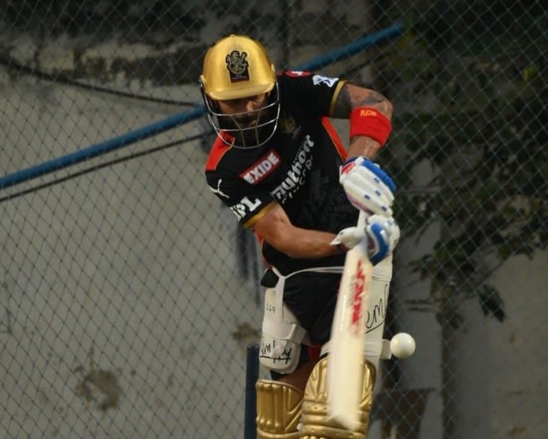 Virat Kohli in practice ahead of the IPL 2021 opening clash against Mumbai Indians