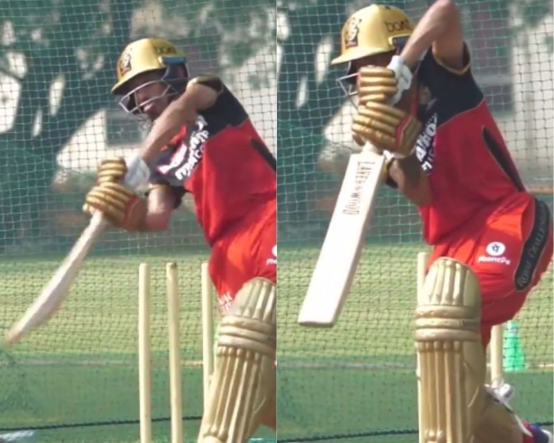 Yuzvendra Chahal batting in RCB nets. (PC: Instagram)