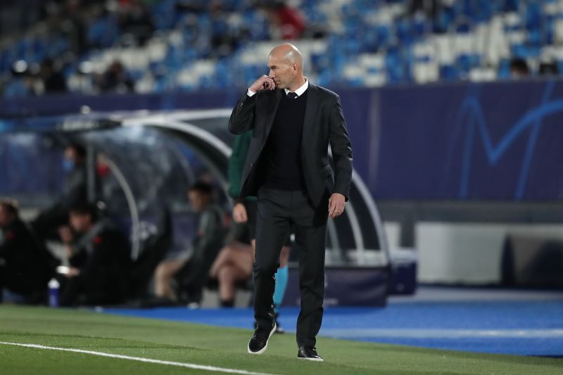 Real Madrid manager Zinedine Zidane on the touchline