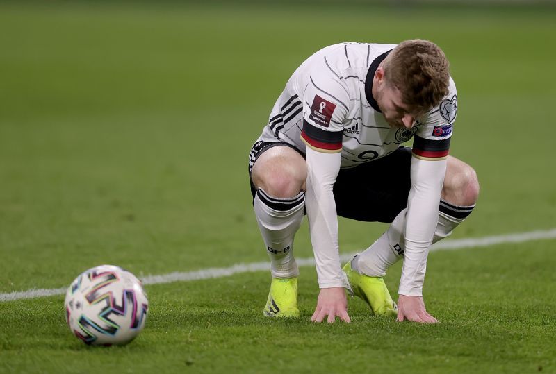 Timo Werner after squandering a golden chance for Germany