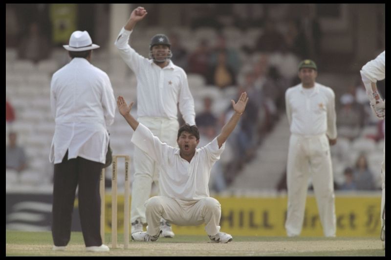 Mushtaq Ahmed, here seen bowling in England, proved to be the game-changer with the bat