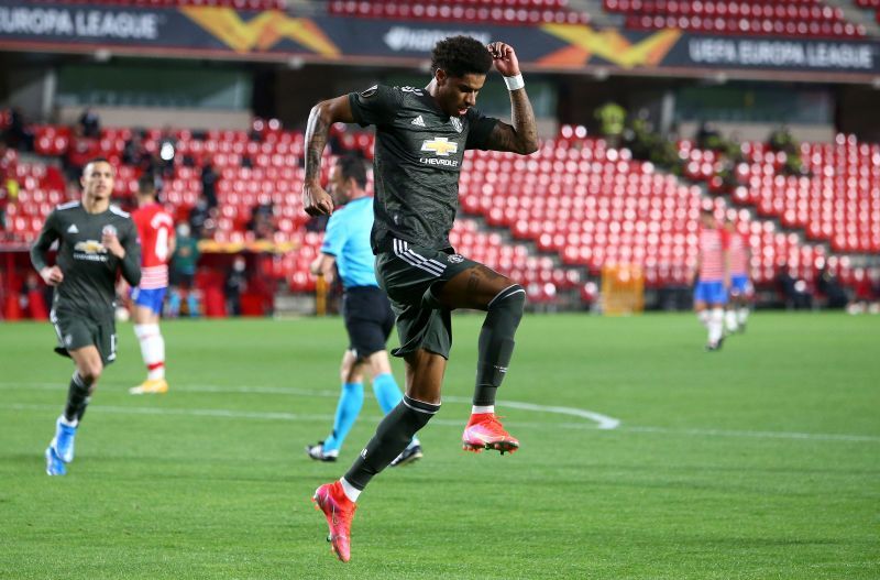 Marcus Rashford opened the scoring with a well-taken goal for Manchester United in the first half