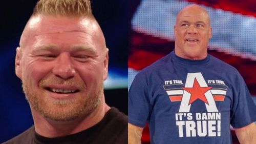 Brock Lesnar and Kurt Angle.