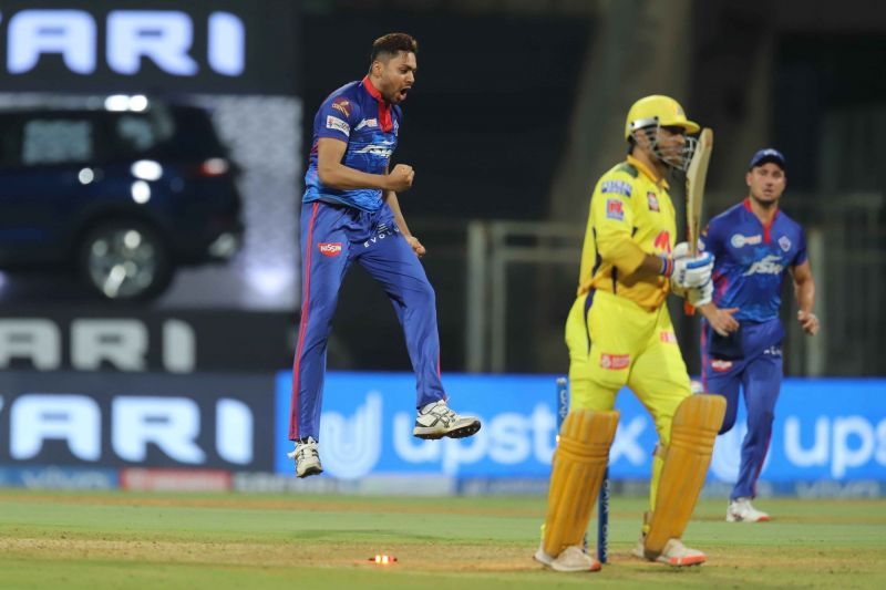 Avesh Khan celebrates MS Dhoni's wicket (Image courtesy: IPLT20.com)