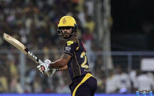 Nitish Rana in action for KKR