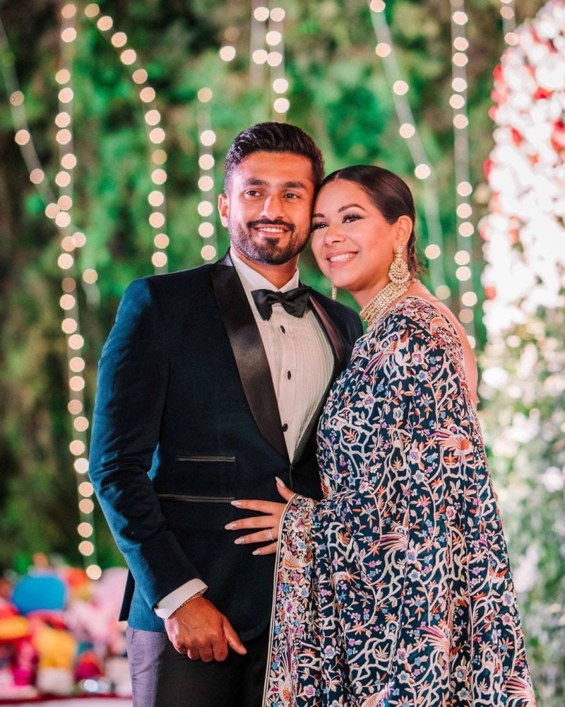 Karun Nair&#039;s Pic wedding pic with lovely wife Sanaya Tankariwala