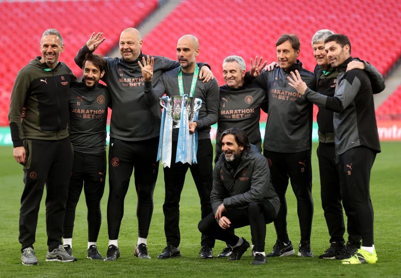 Manchester City lifted the Carabao Cup trophy after beating Tottenham Hotspur 1-0