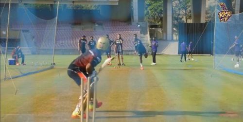 Screengrab from KKR's training session. Credits: @KKRiders Twitter