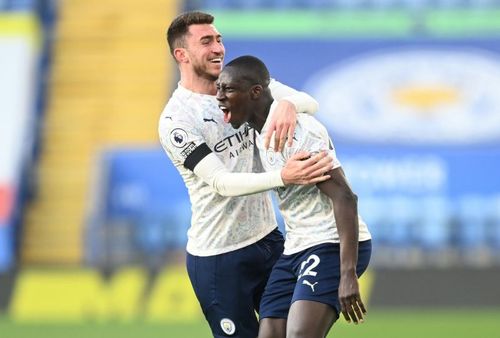 Benjamin Mendy scored the first of two goals for Manchester City this evening