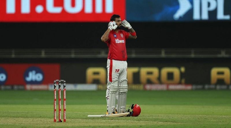 KL Rahul celebrates his centur. (BCCI/IPL)