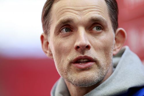 Thomas Tuchel watches on during Manchester City v Chelsea: Emirates FA Cup Semi Final