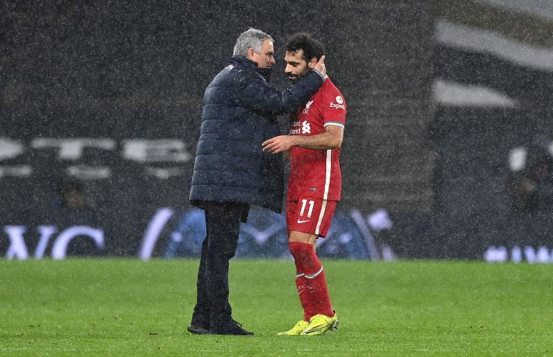 Jose Mourinho (left) and Mohamed Salah