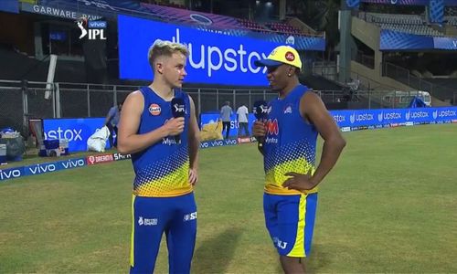 Sam Curran and Dwayne Bravo were in good spirits after CSK's win