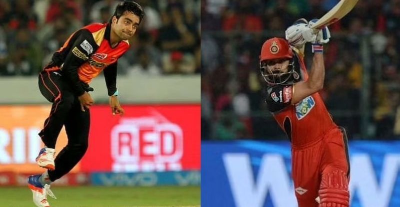 Rashid Khan and Virat Kohli. Pic: IPLT20.COM