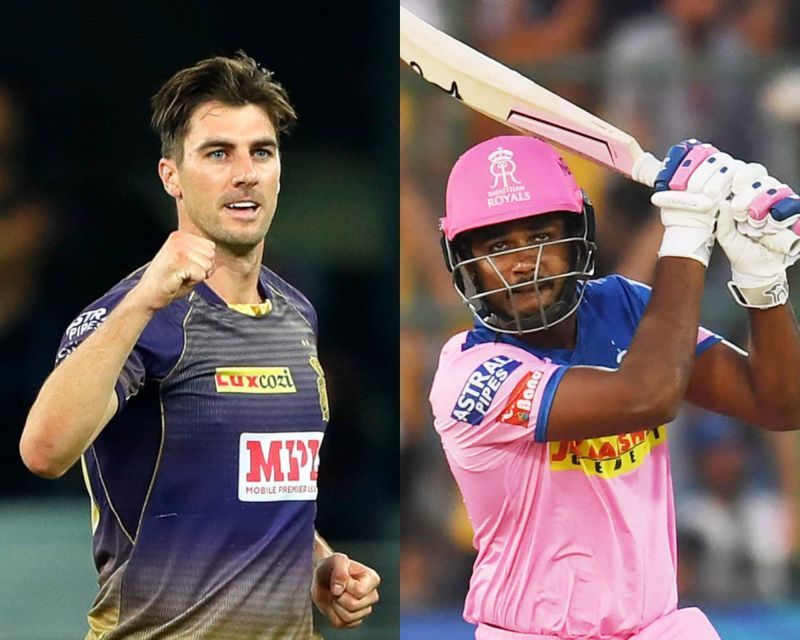 KKR&#039;s Pat Cummins and RR&#039;s Sanju Samson