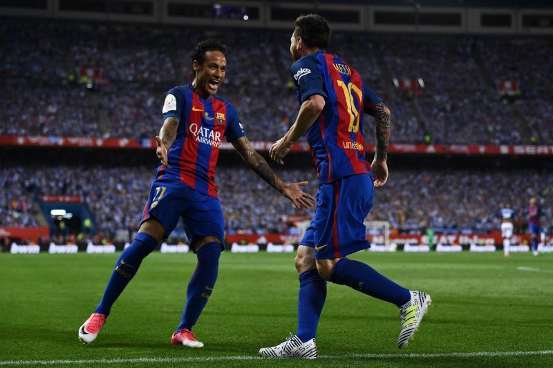 Neymar (left) and Lionel Messi during their time together at Barcelona