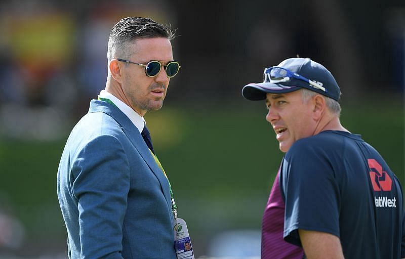Kevin Pietersen alongside England&#039;s head coach Chris Silverwood