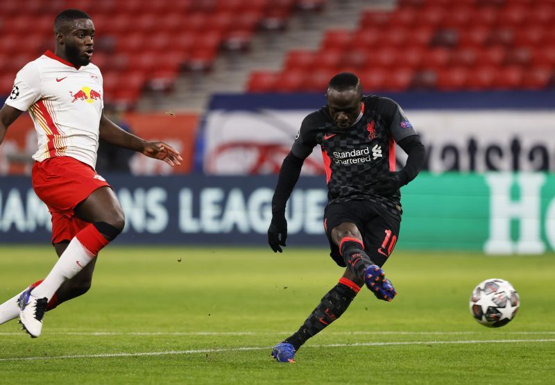 Sadio Mane of Liverpool scores their side&#039;s second goal against RB Leipzig