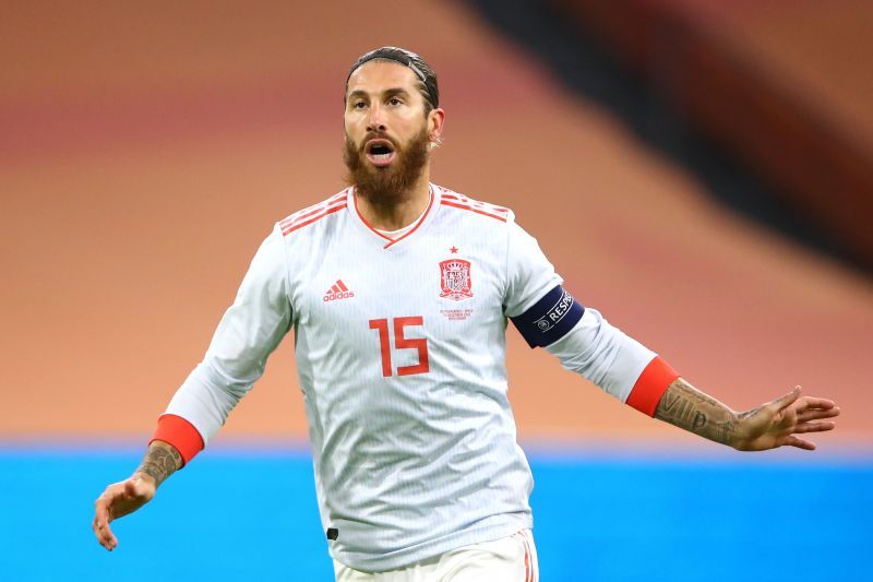 Sergio Ramos in action for Spain