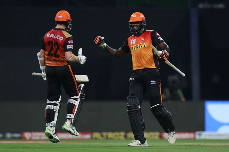 Holder(R) added great value to SRH in IPL 2020, but will he be a part of their playing XI this season? (Image Courtesy: IPLT20.com)