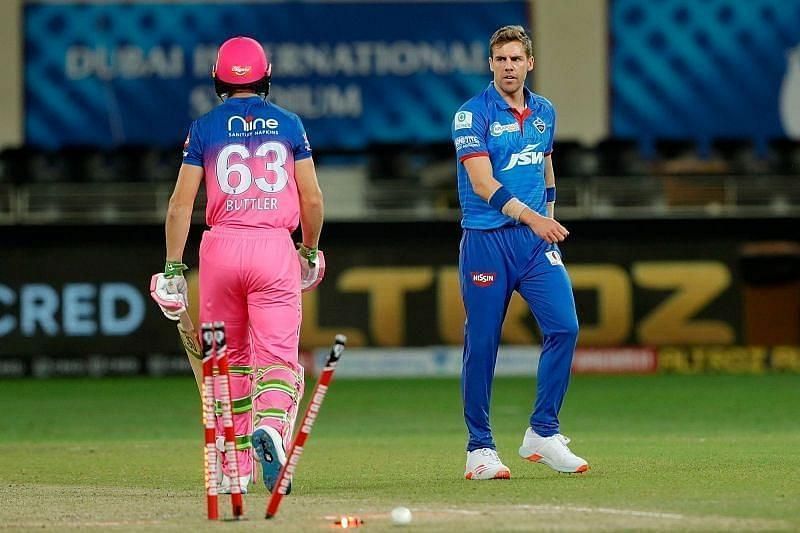 Jos Buttler and Anrich Nortje. Pic: IPLT20.COM