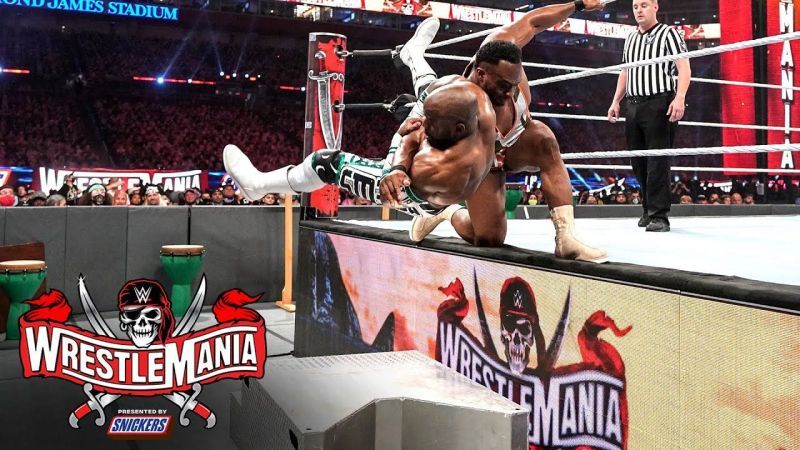 Big E wrecks Apollo using the steel stairs