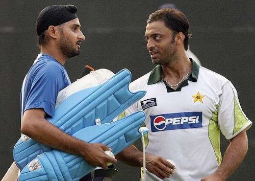 Harbhajan Singh (left) and Shoaib Akhtar