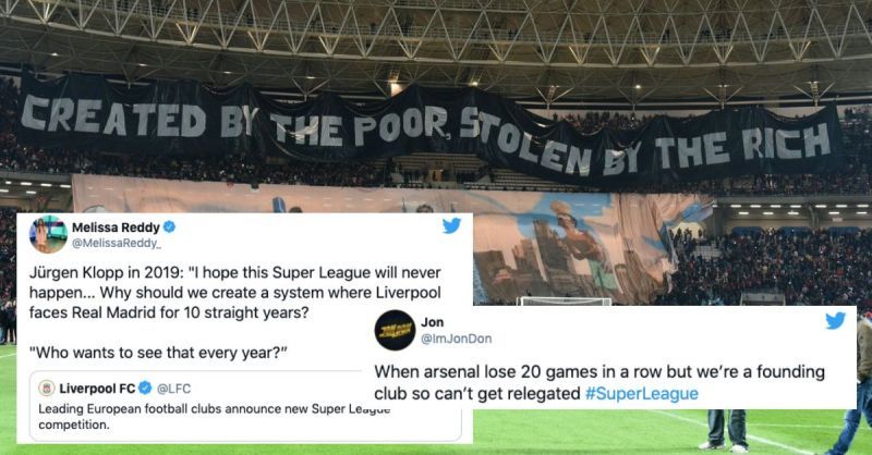 The majority of the fans were not happy with the formation of the European Super League