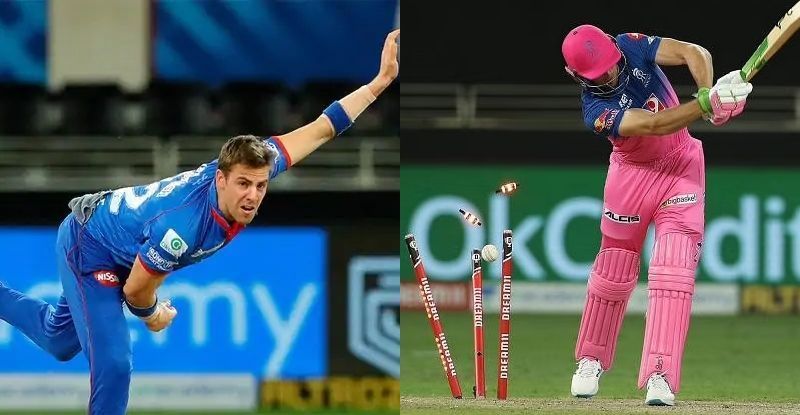 Anrich Nortje and Jos Buttler. Pic: IPLT20.COM