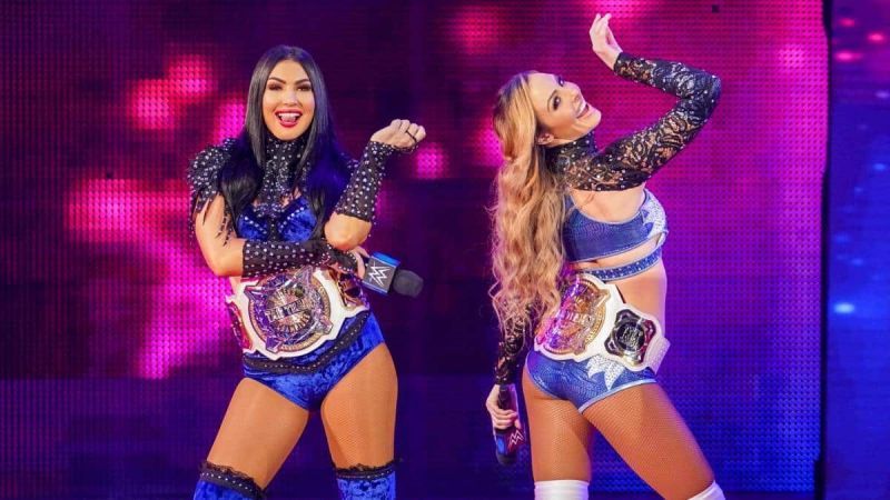 The IIconics as WWE Women&#039;s Tag Team Champions.