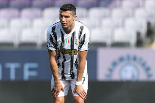 Cristiano Ronaldo looks dejected after Juventus conceded a goal.