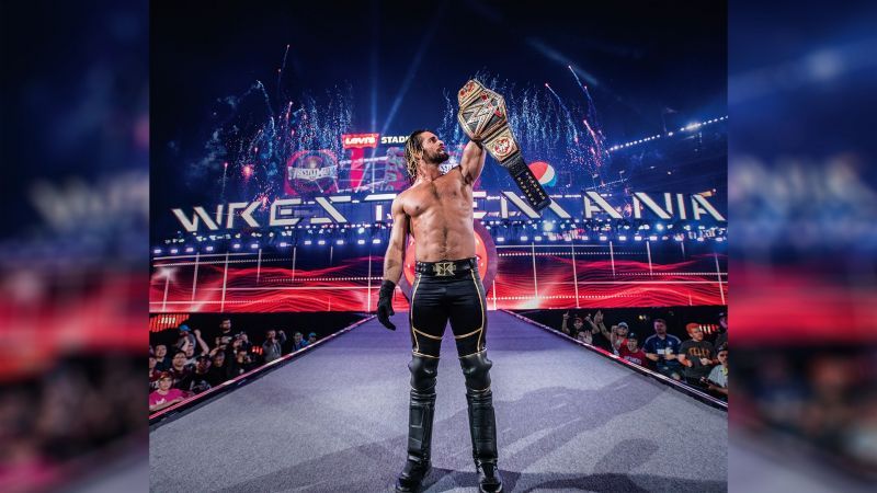 Seth Rollins completed the &quot;heist of the century&quot; at WrestleMania 31 to win the World Heavyweight Championship (Credit = WWE Network)