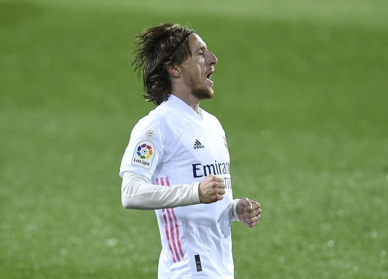 Luka Modric and his fellow midfielders struggled in the first half against Liverpool