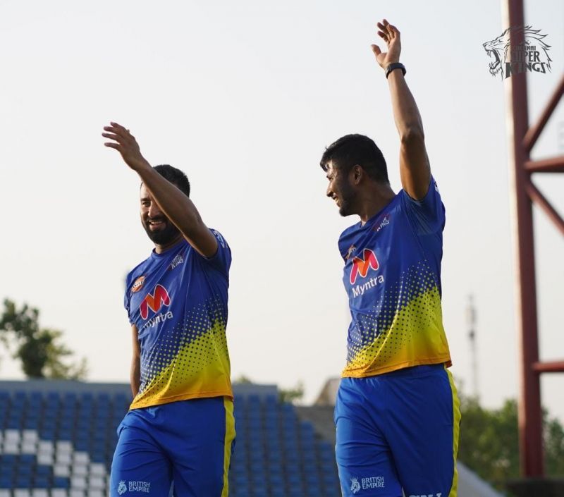 Cheteshwar Pujara (L) has scored 390 runs at a strike-rate of 99.74 across 30 IPL games [Credits: CSK]