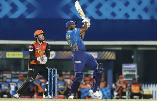 MI's Kieron Pollard smacks a six (Photo: BCCI)