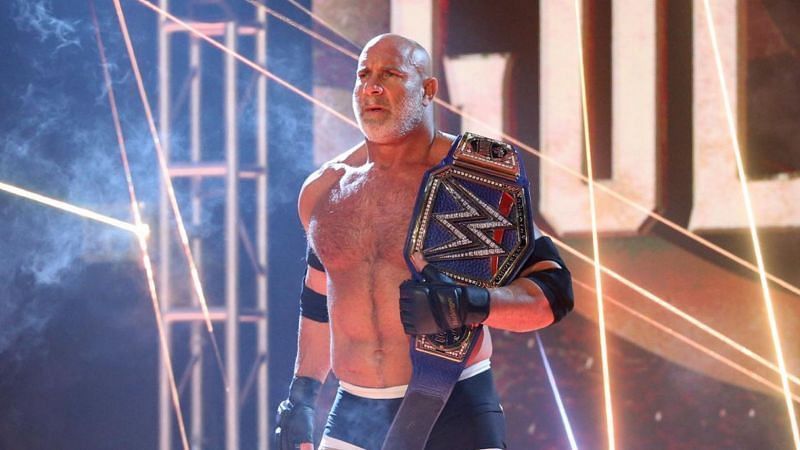 Goldberg entering his WrestleMania 36 match against Braun Strowman.