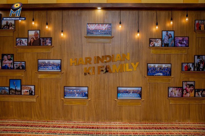 Family Wall in the Mumbai Indians Team Room