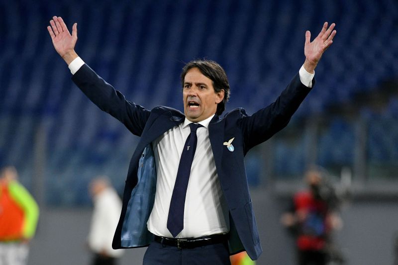 Simone Inzaghi reacts during a Lazio game