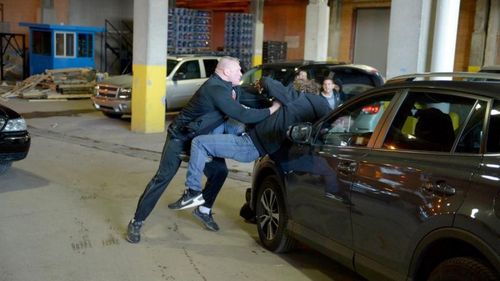 Brock Lesnar attacked Jon Moxley (f.k.a. Dean Ambrose in WWE) on RAW before WrestleMania 32.