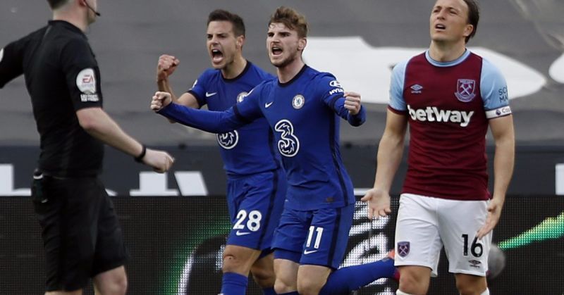 Timo Werner celebrates after scoring a goal