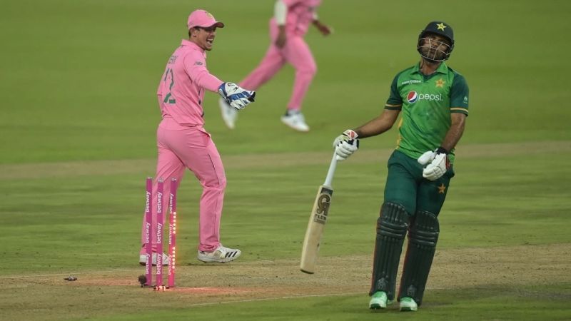 Quinton de Kock reacts after running out Fakhar Zaman.