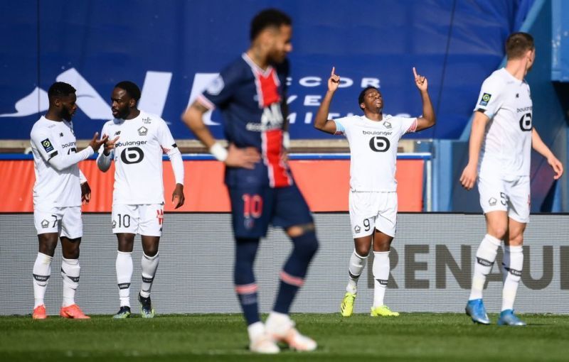 Jonathan David celebrates after scoring a goal