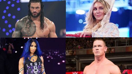 Roman Reigns, Charlotte Flair, Sasha Banks, and John Cena