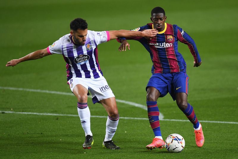 Ousmane Dembele, who has been linked with Juventus and Liverpool, in action for Barcelona